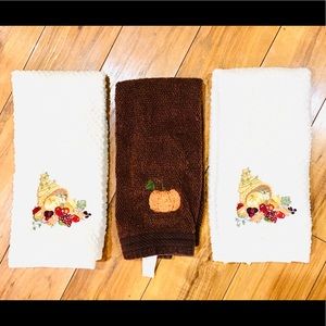 Pumpkin Halloween October harvest kitchen towels set — farmhouse home de…